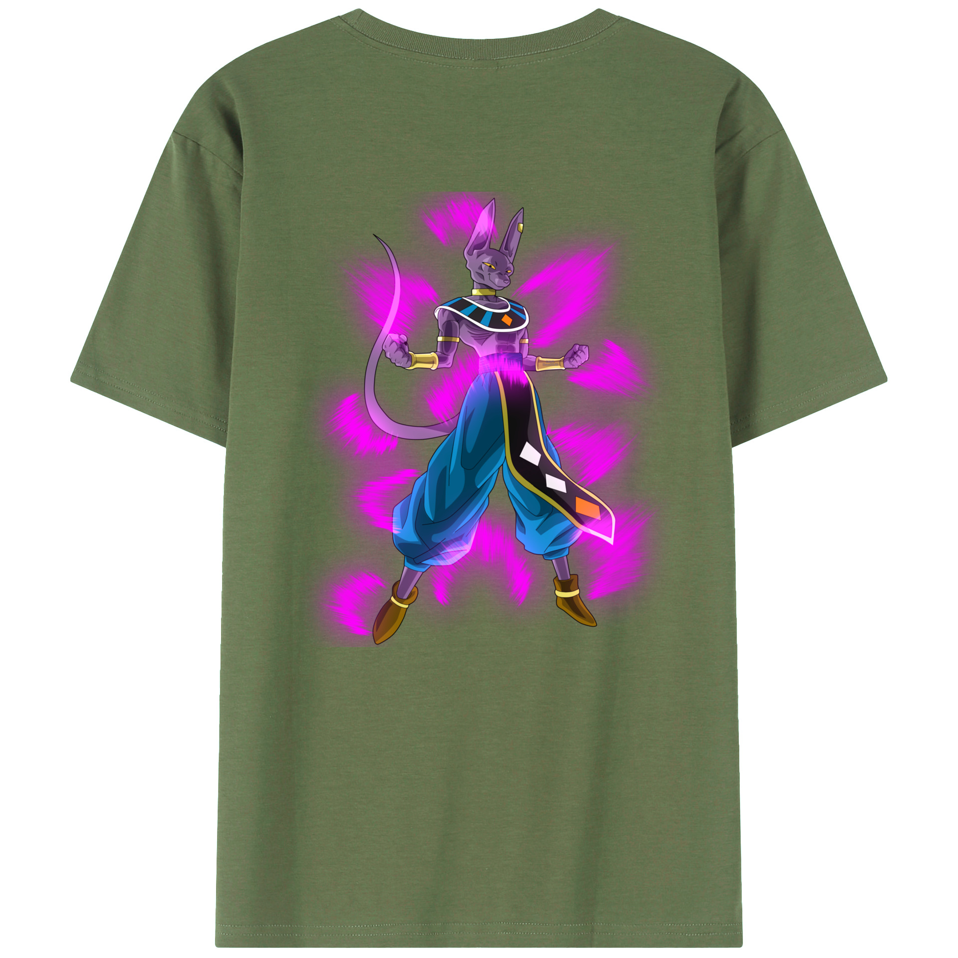 （画像用） ドラゴンボール ビルス 破壊神ビルス DRAGON BALL Beerus Birusu 綿100％ メンズ半袖Tシャツ（バックプリント） 通気性